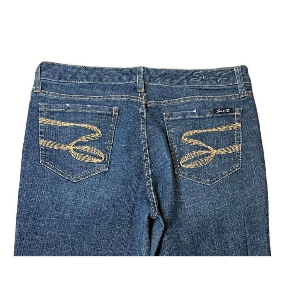 Seven7 Jeans Women's Size 32 Studio Flare Leg Mid Rise Stretch Blue Denim - Picture 5 of 10